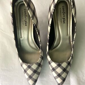 Comfort Plus by Predictions Black and White Plaid Heels